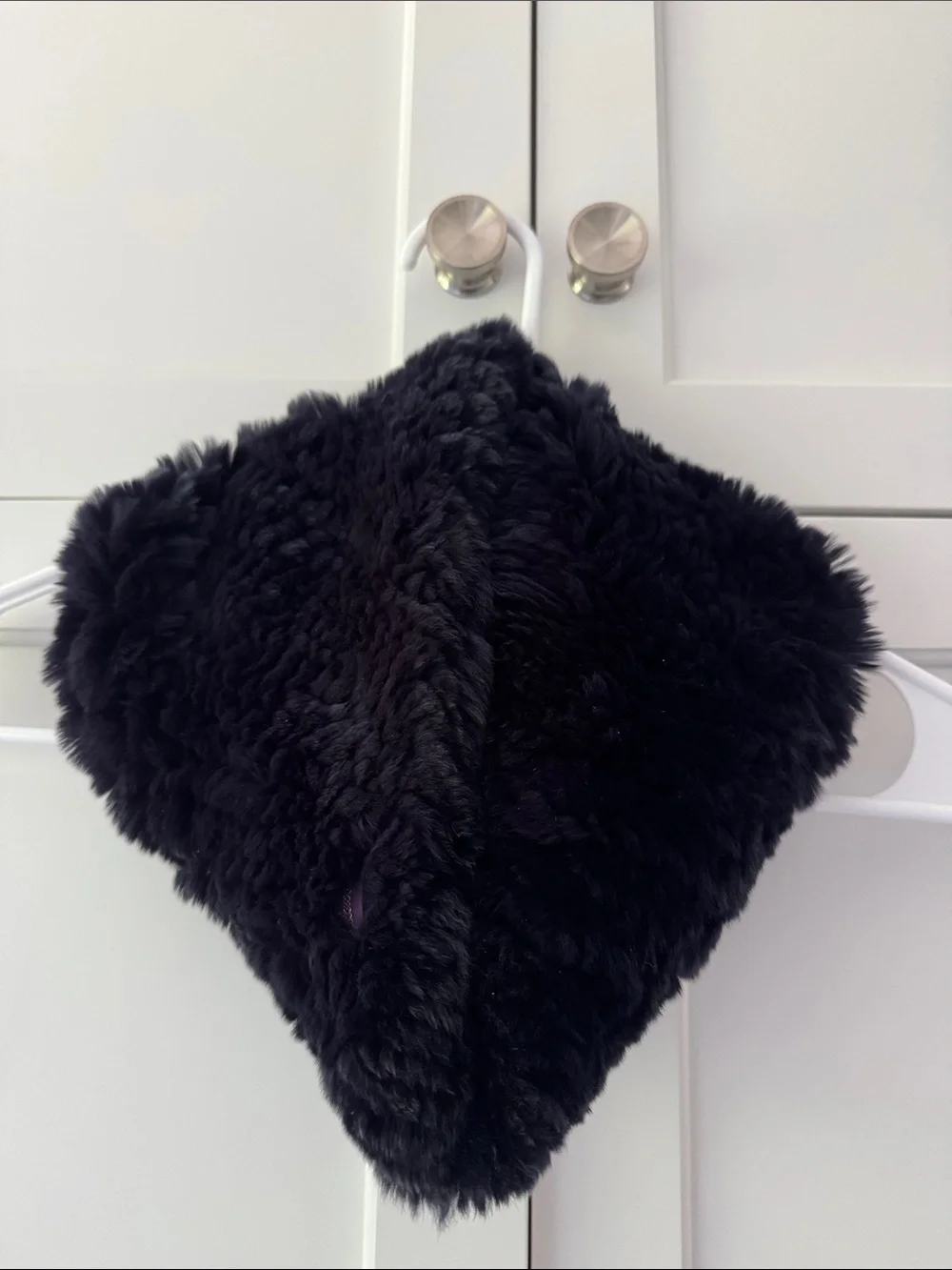 Plush Navy Rabbit Fur Collar for Women